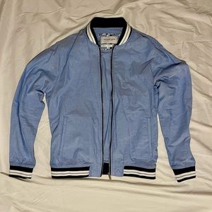 Denim & Flower Lightweight Bomber Jacket Light Blue